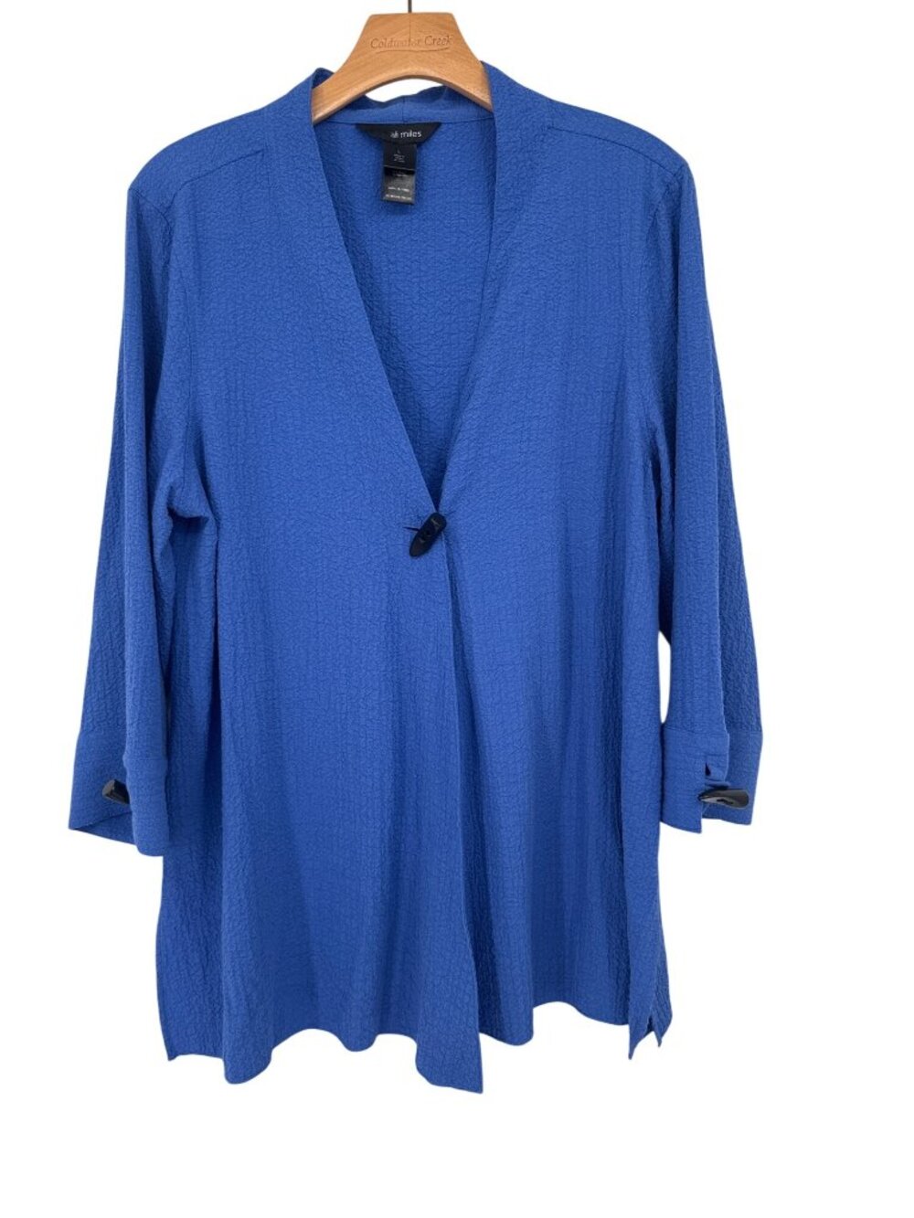 Ali Miles Womens Blue Textured top shirt  Size Large